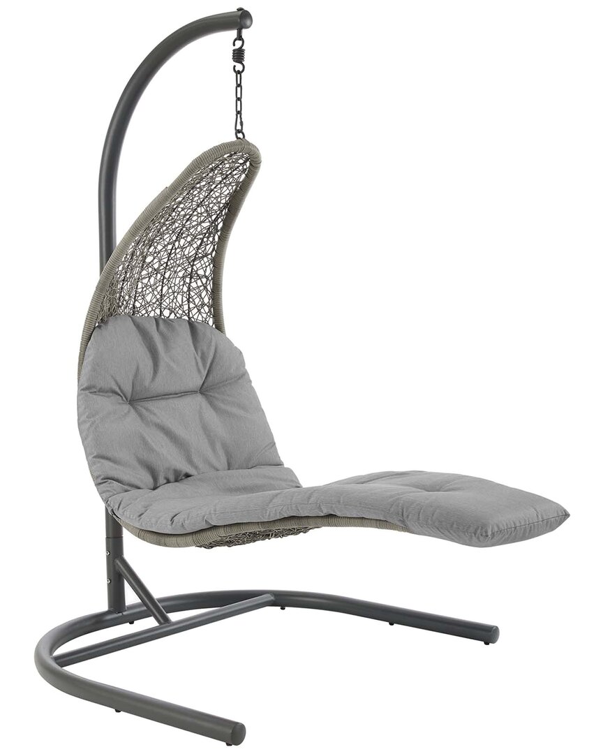 Modway Landscape Hanging Chaise Lounge Outdoor Patio Swing Chair In Gray
