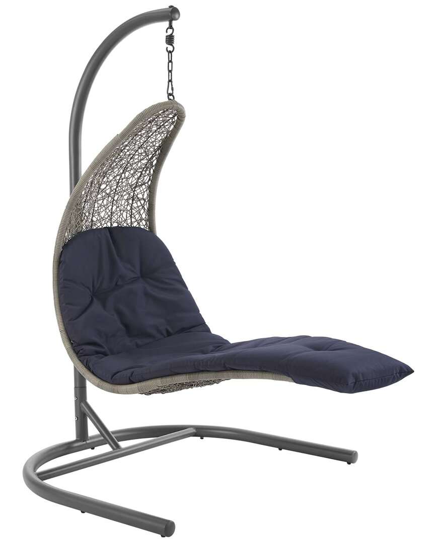 Modway Landscape Hanging Chaise Lounge Outdoor Patio Swing Chair In Gray
