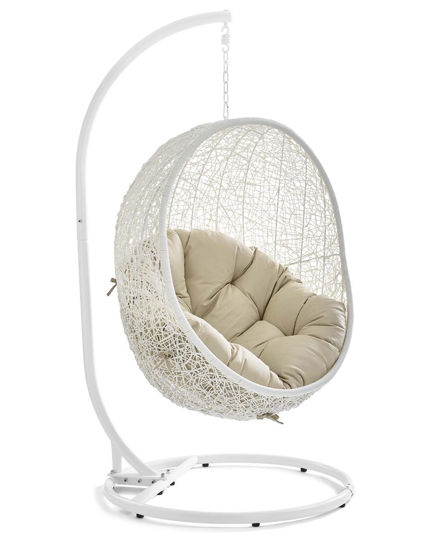 Modway Hide Outdoor Patio Sunbrella Swing Chair With Stand In White