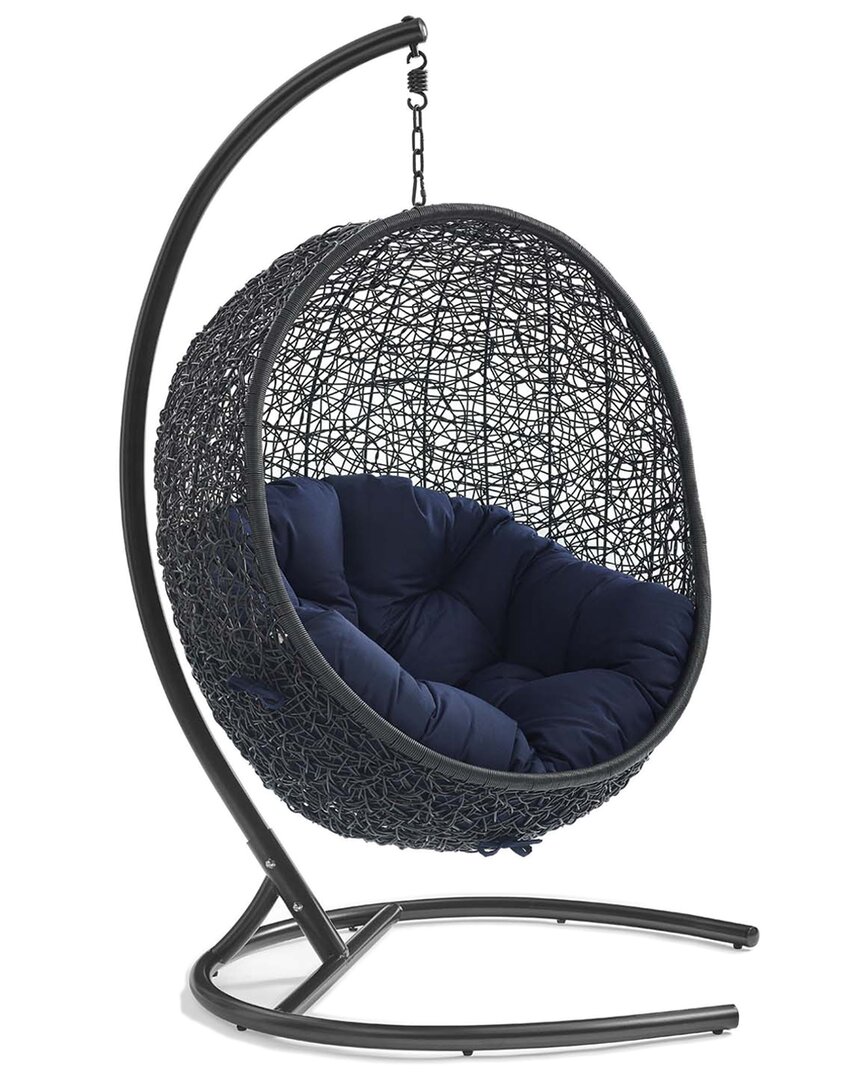 Modway Encase Swing Outdoor Patio Lounge Chair In Navy