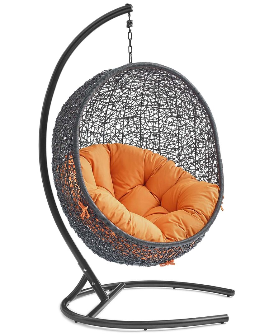 Modway Encase Swing Outdoor Patio Lounge Chair In Orange