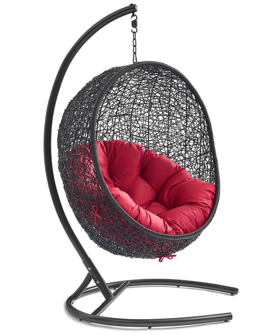 Modway Encase Swing Outdoor Patio Lounge Chair In Red