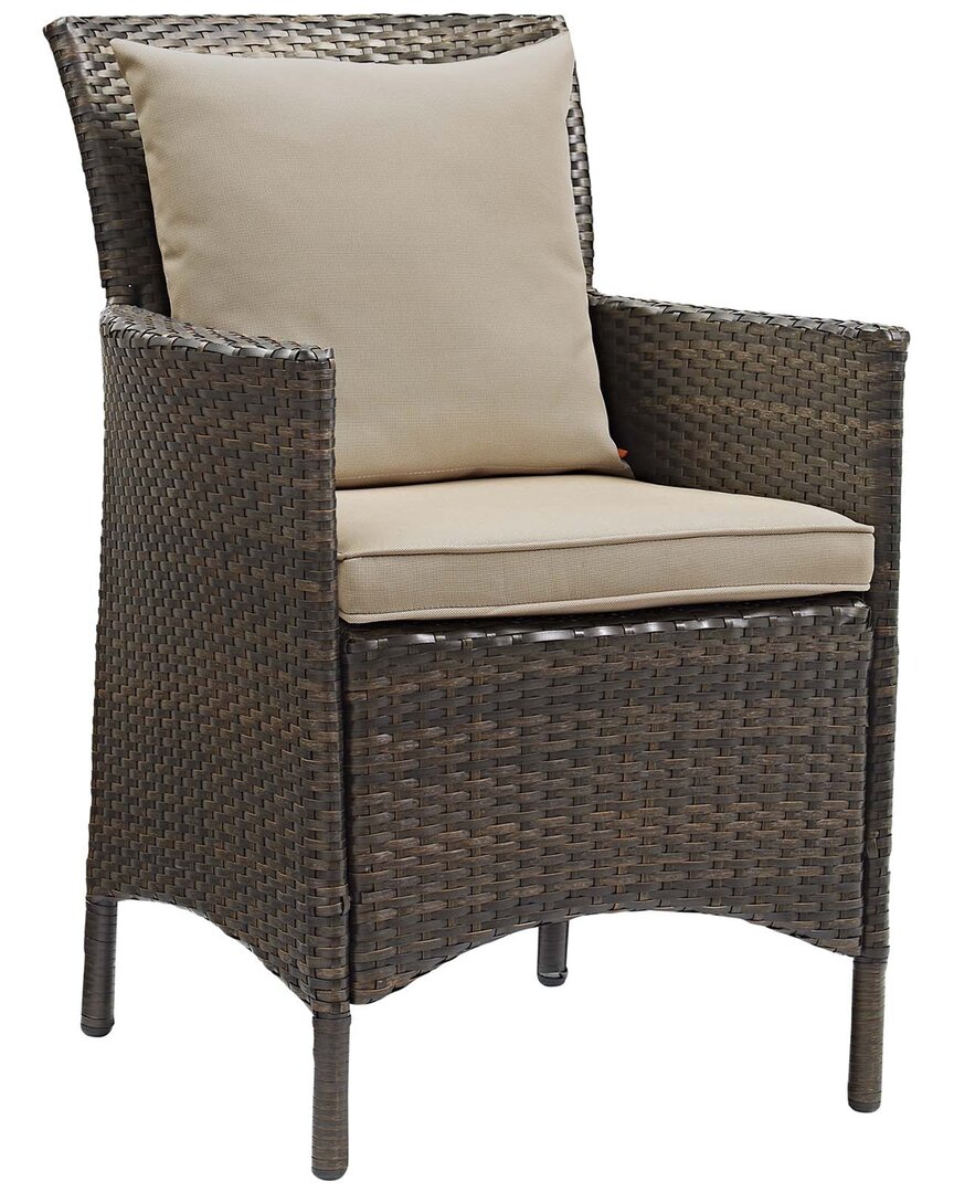 Modway Conduit Outdoor Patio Wicker Rattan Dining Armchair In Brown