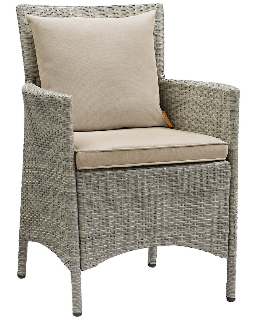 Modway Conduit Outdoor Patio Wicker Rattan Dining Armchair In Grey