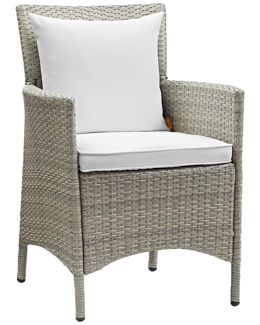Modway Conduit Outdoor Patio Wicker Rattan Dining Armchair In Grey