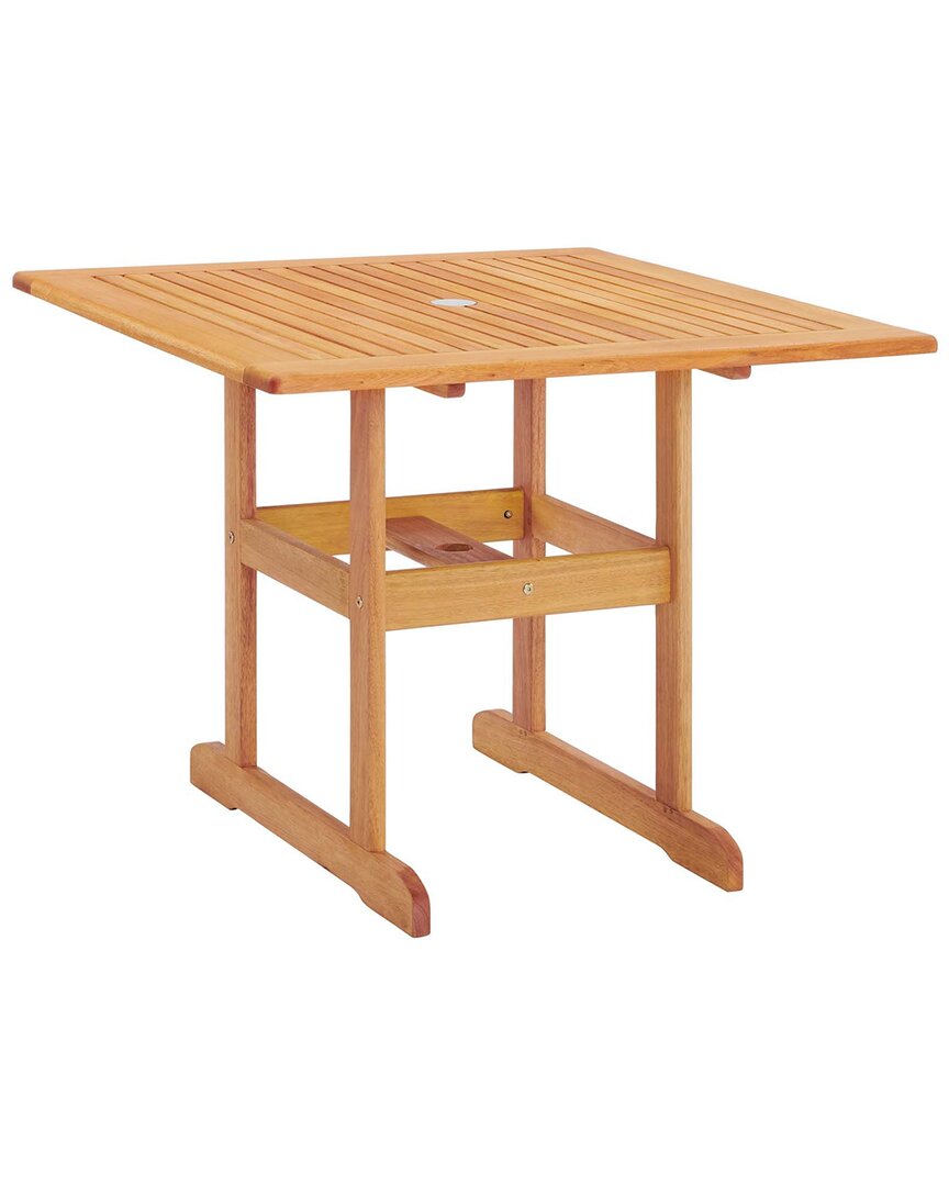 Modway Hatteras 36 Square Outdoor Patio Eucalyptus Wood Dining Table In Brown
