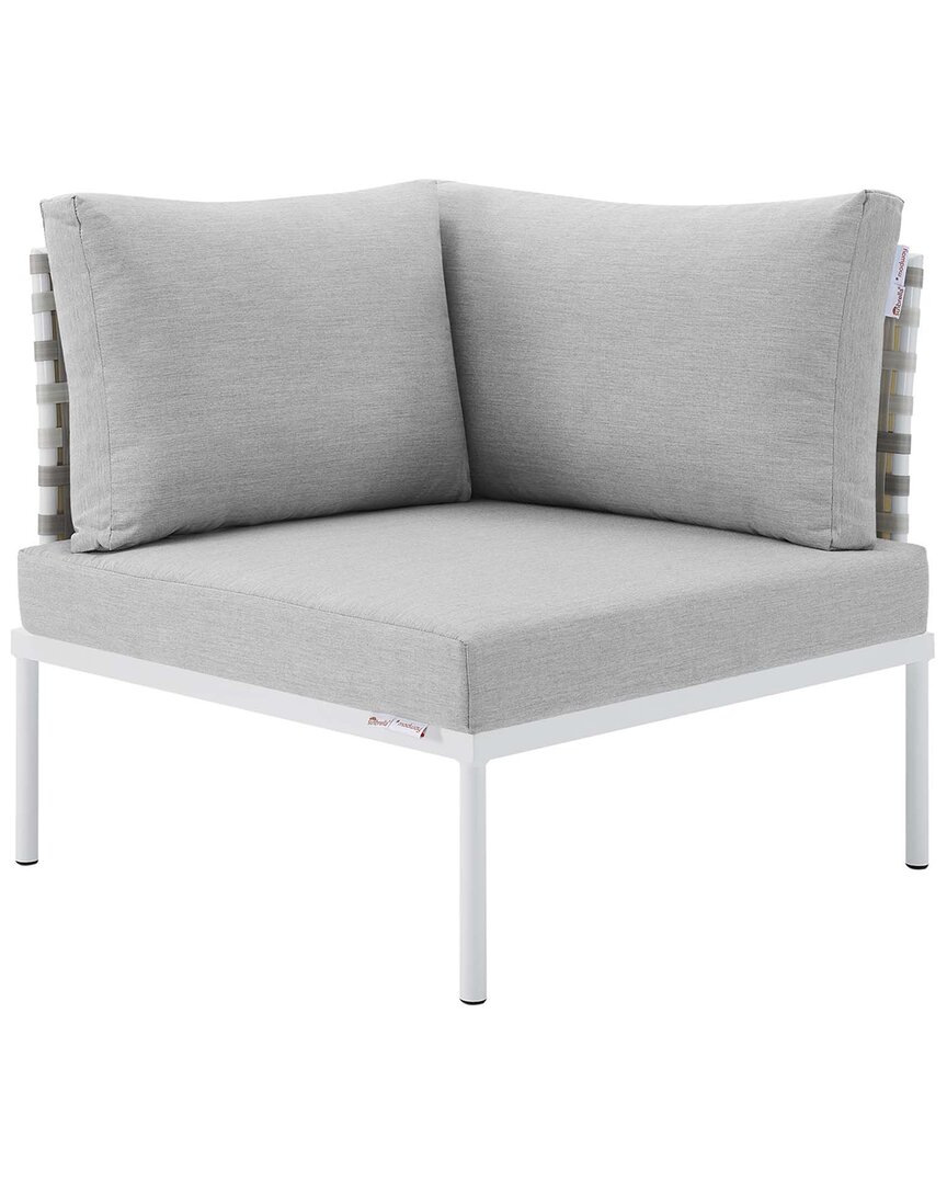 Modway Harmony Sunbrella® Basket Weave Outdoor Patio Aluminum Corner Chair In Grey