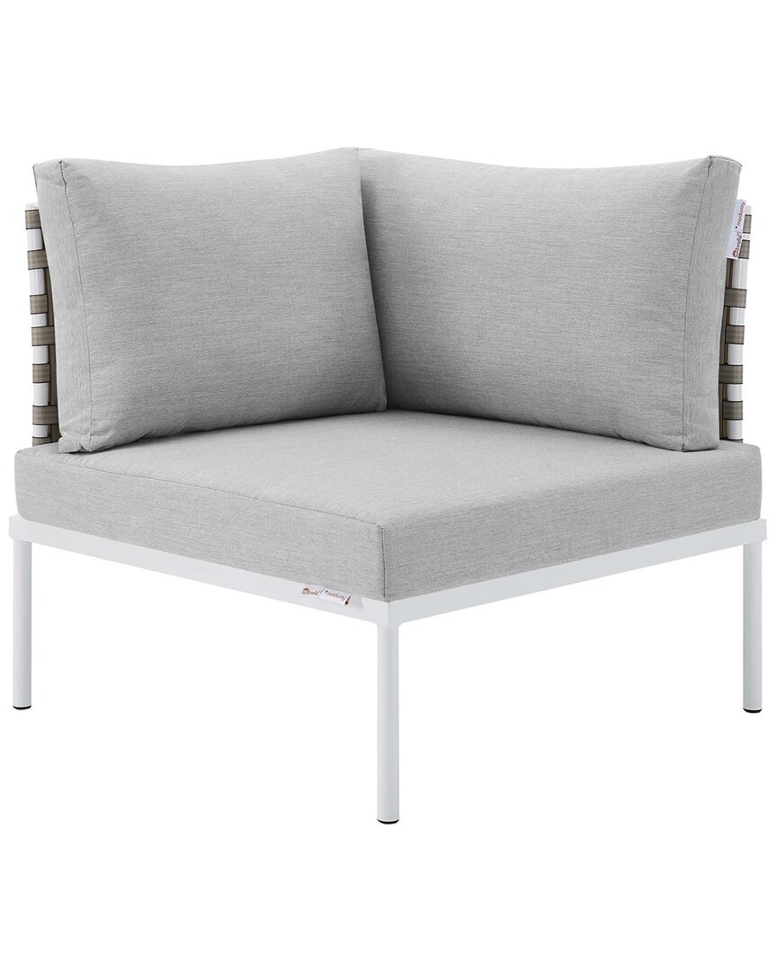 Modway Harmony Sunbrella® Basket Weave Outdoor Patio Aluminum Corner Chair In Grey