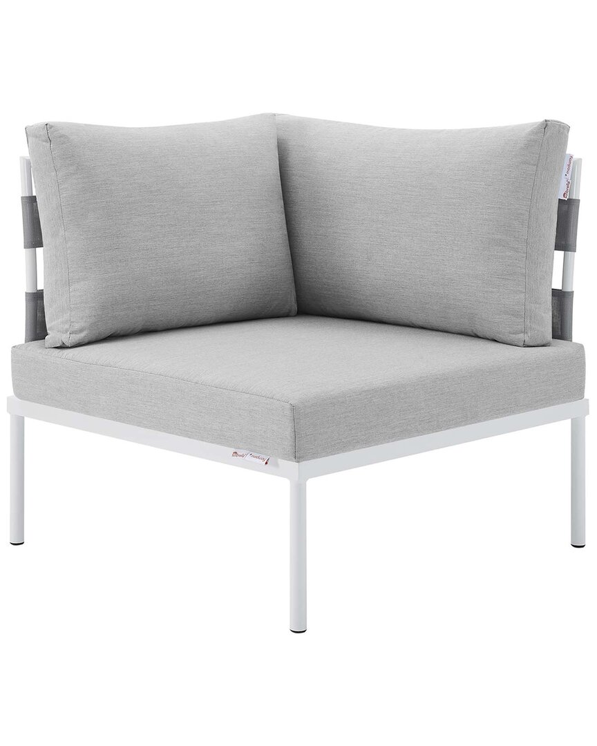 Modway Harmony Sunbrella® Basket Weave Outdoor Patio Aluminum Corner Chair In Grey