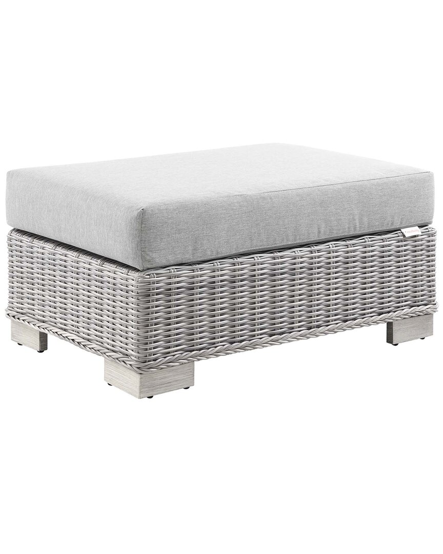 Modway Conway Outdoor Patio Wicker Rattan Ottoman In Grey