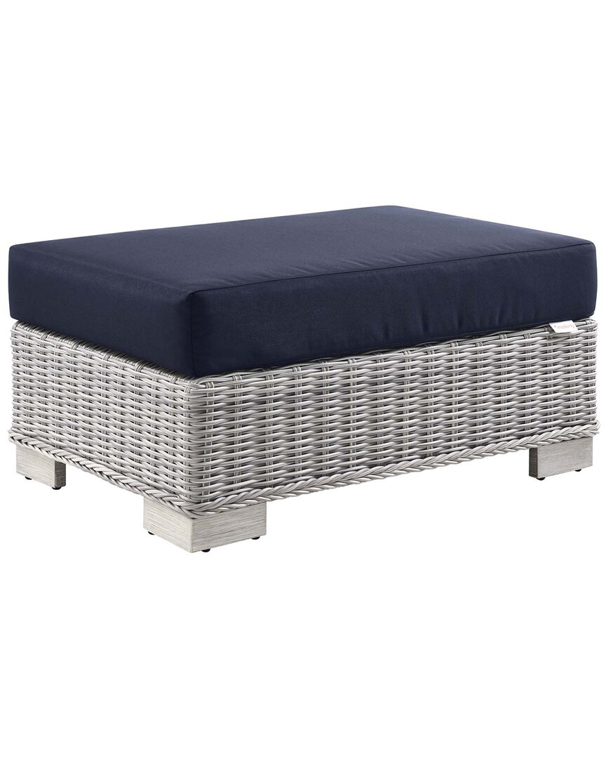 Modway Conway Outdoor Patio Wicker Rattan Ottoman In Grey