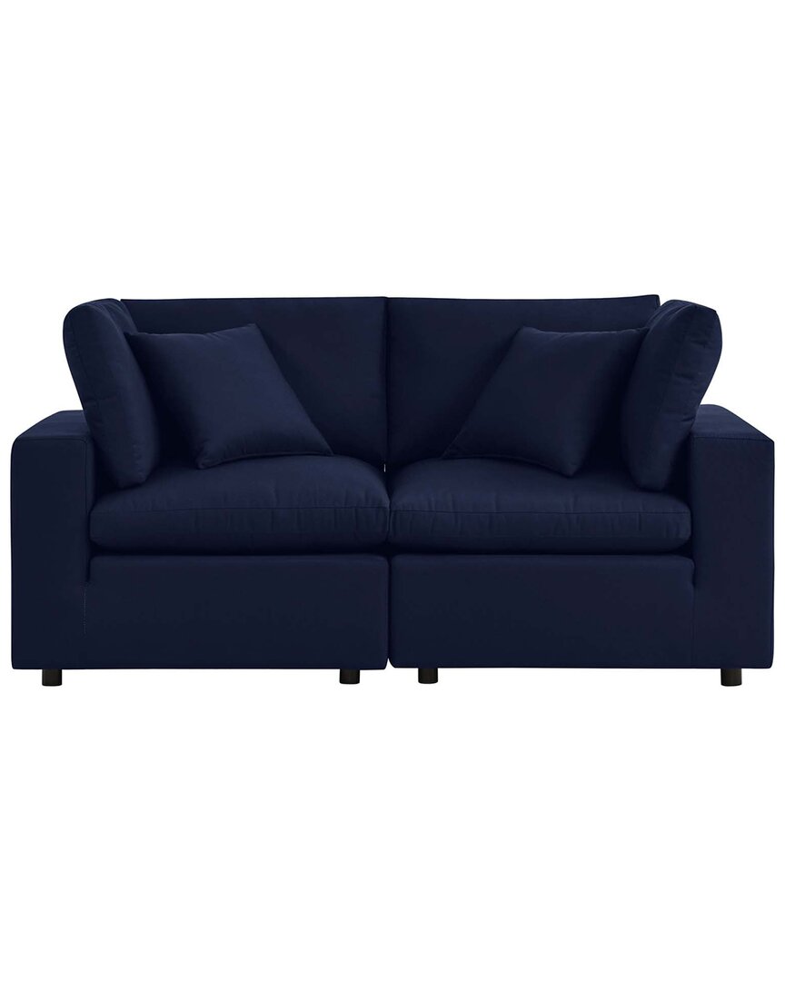 Modway Commix Overstuffed Outdoor Patio Loveseat In Blue