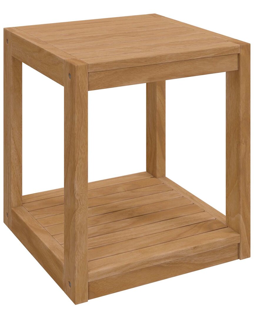 Modway Carlsbad Teak Wood Outdoor Patio Side Table In Brown