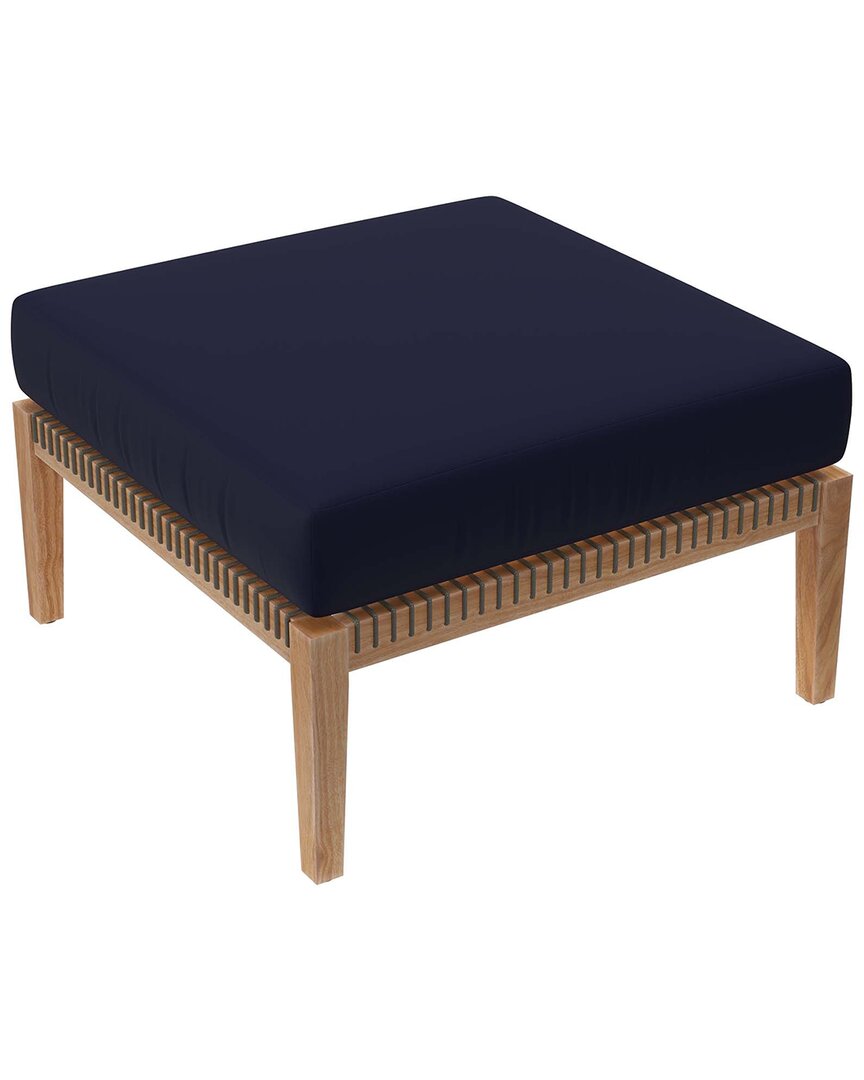 Modway Clearwater Outdoor Patio Teak Wood Ottoman In Grey