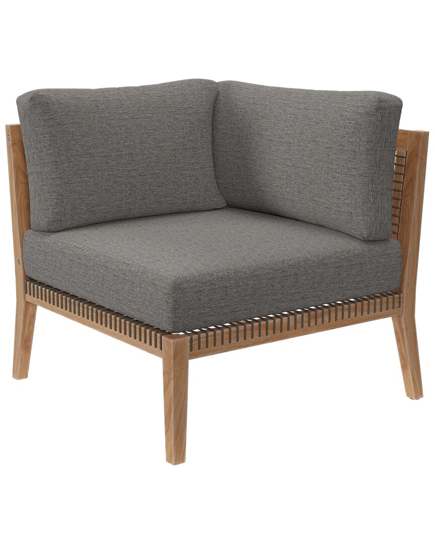 Modway Clearwater Outdoor Patio Teak Wood Corner Chair In Grey
