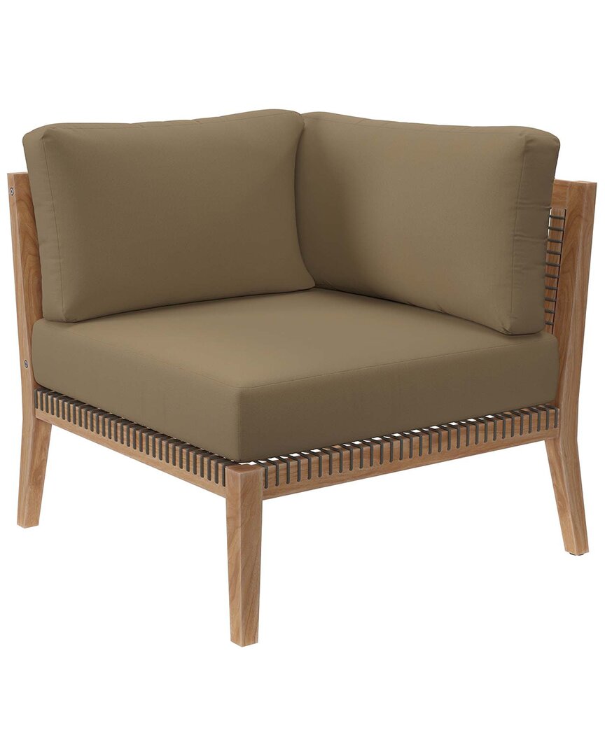 Modway Clearwater Outdoor Patio Teak Wood Corner Chair In Grey