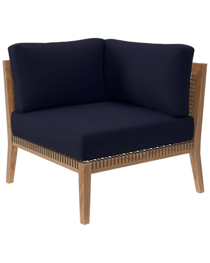 Modway Clearwater Outdoor Patio Teak Wood Corner Chair In Grey