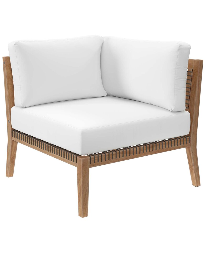Modway Clearwater Outdoor Patio Teak Wood Corner Chair In Grey