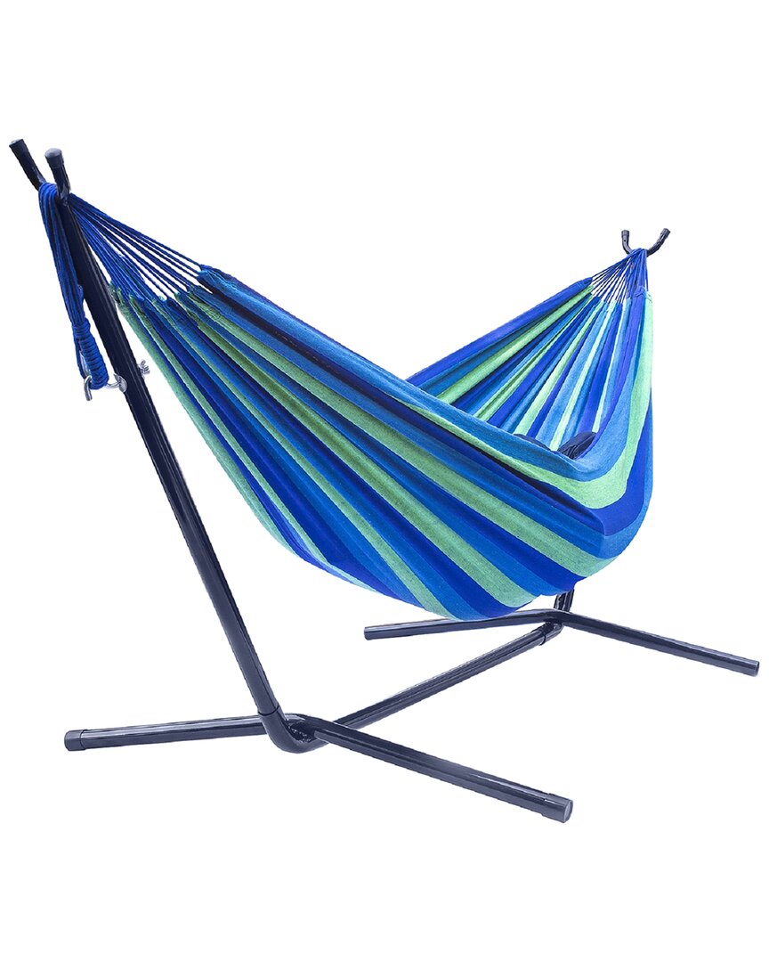 Shop Sorbus Double Hammock With Steel Stand In Blue