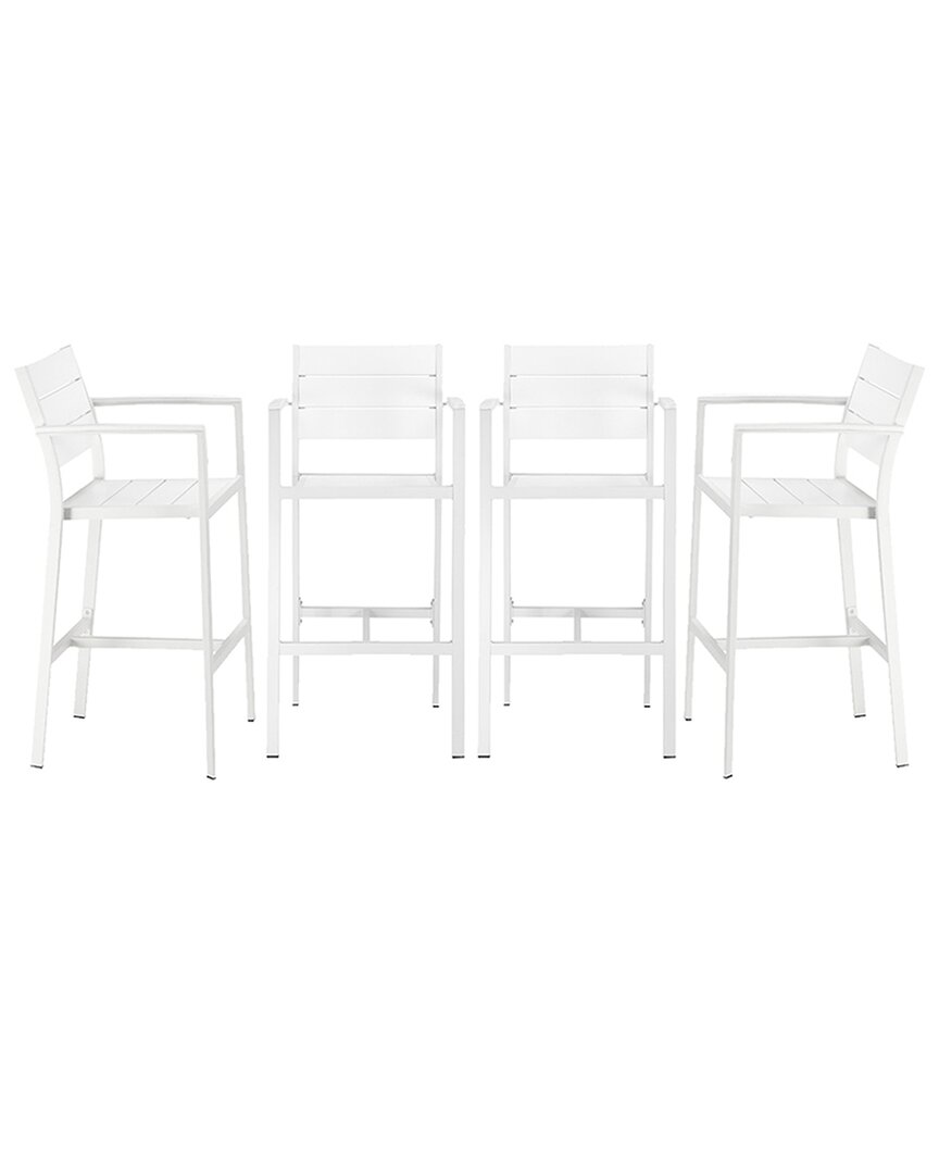 Pangea Home Betty Set Of 4 Arm Bar Stools In White