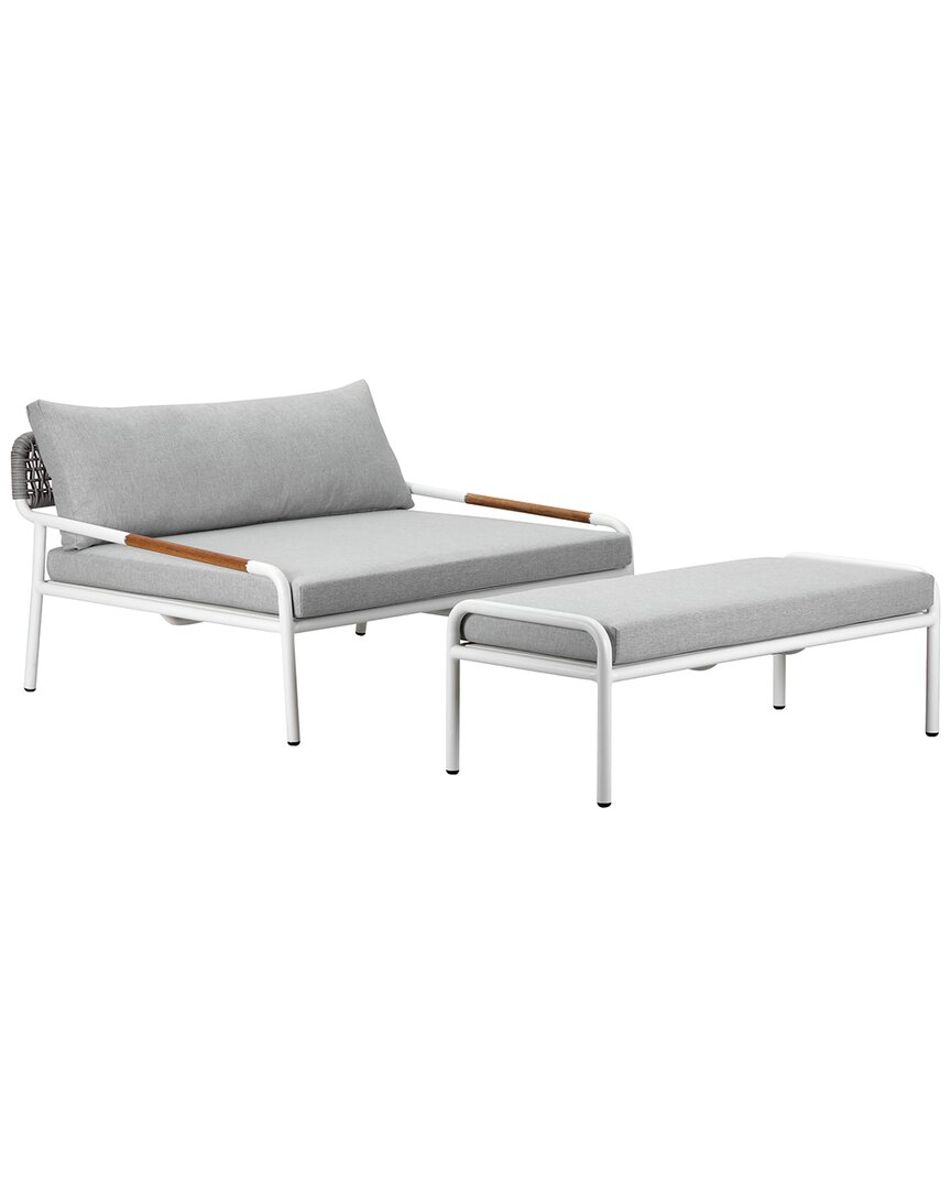 Pangea Home Deay Daybed And Ottoman Set In Grey