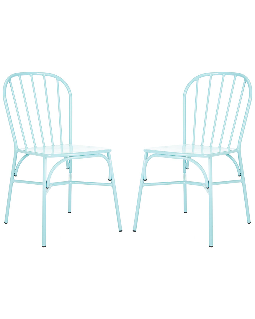 Safavieh Everleigh Outdoor Stackable Side Chair In Blue