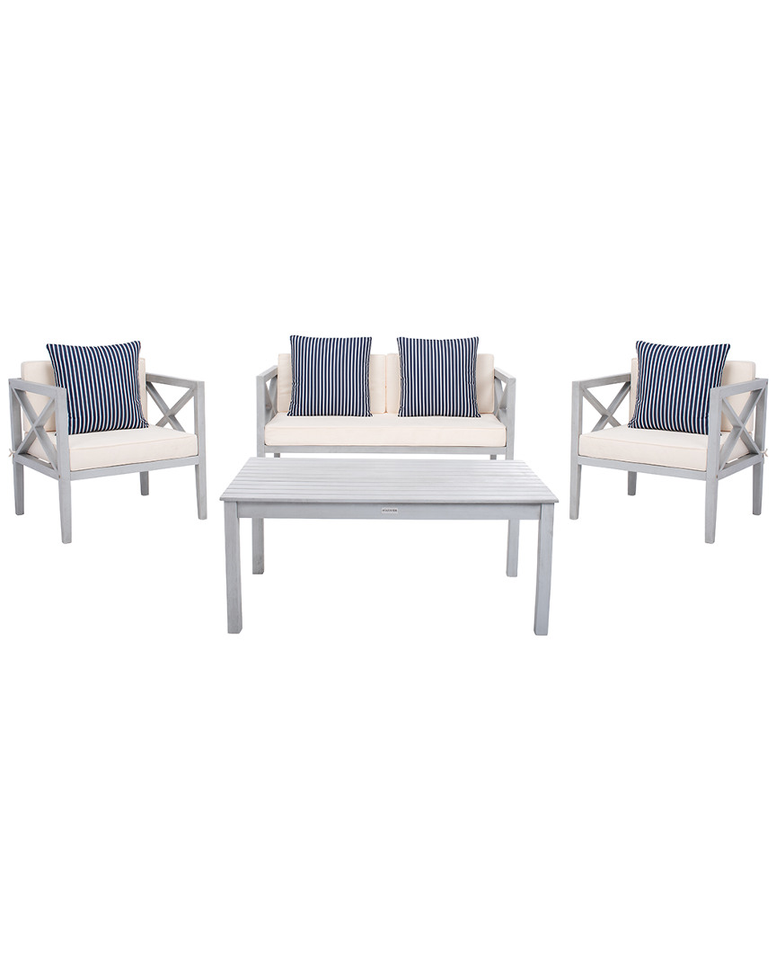 Safavieh Nunzio 4pc Outdoor Set With Accent Pillows In Blue