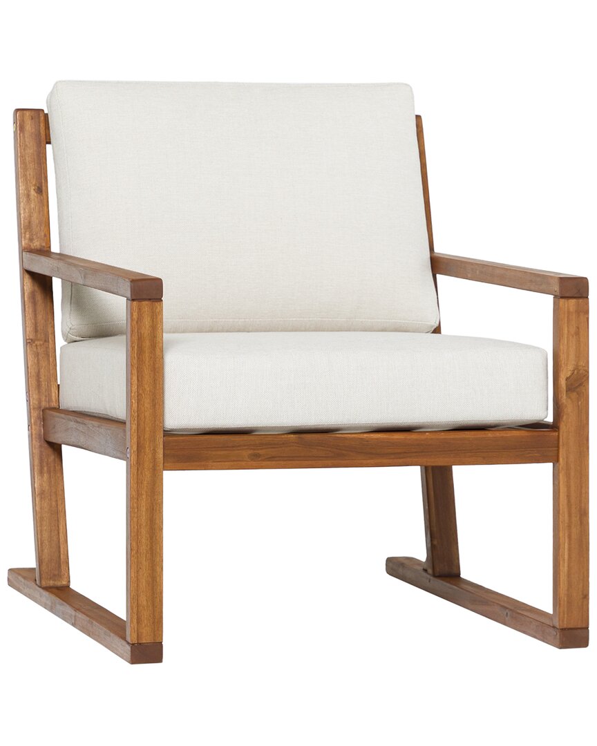 Hewson Contemporary Slat-back Patio Accent Chair In Brown