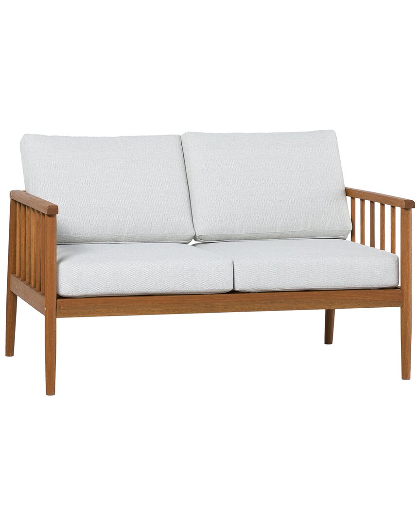 Hewson Contemporary Cushioned Eucalyptus Patio Loveseat In Brown