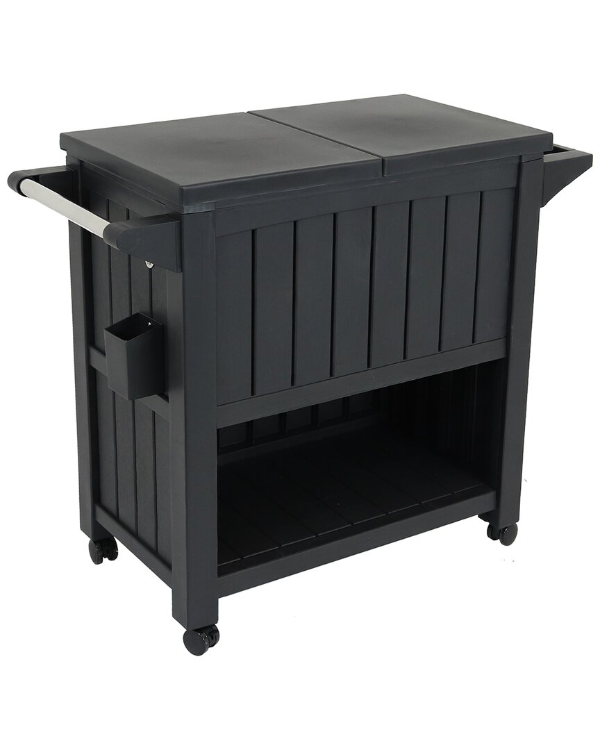 Sunnydaze Patio Serving Cart With Prep Table Cooler In Grey