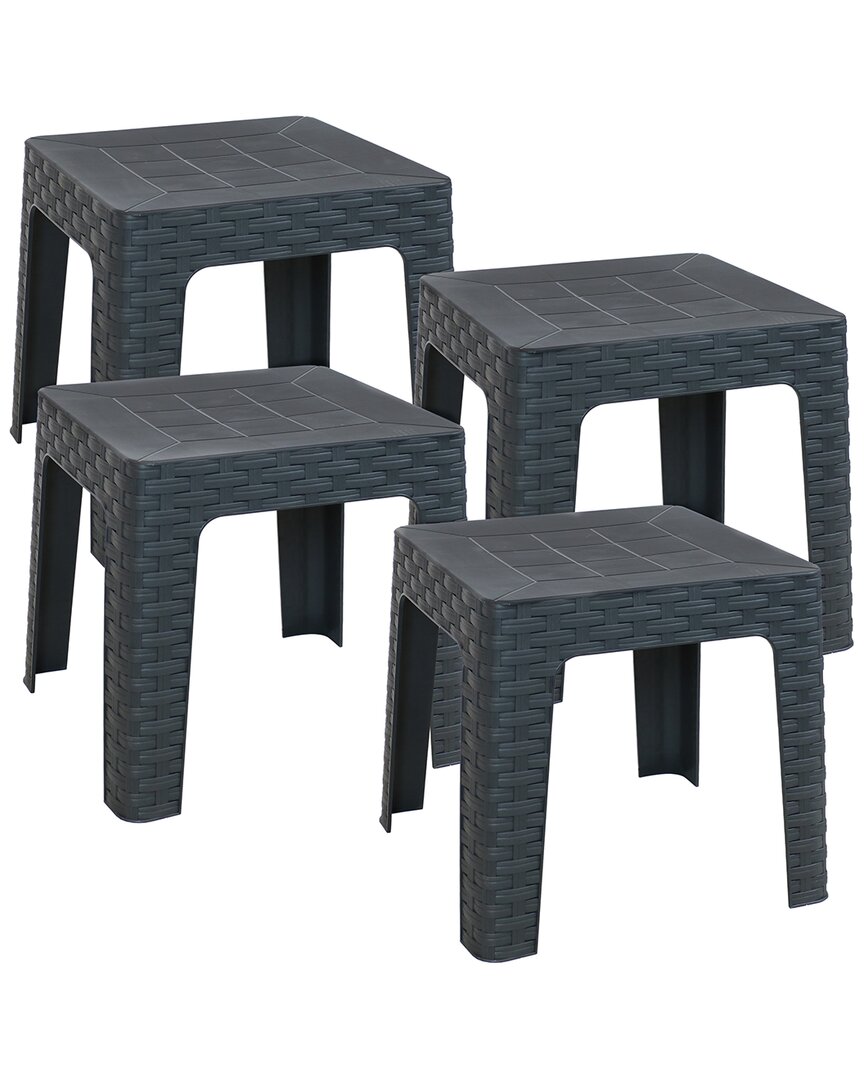 Sunnydaze Set Of 4 Patio Side Tables In Grey