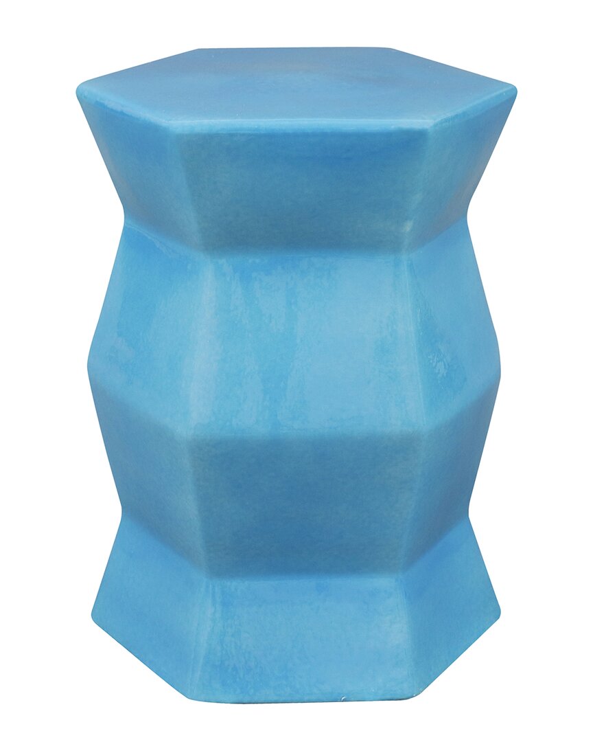 Sunnydaze Moderno Geometric Ceramic Stool In Blue