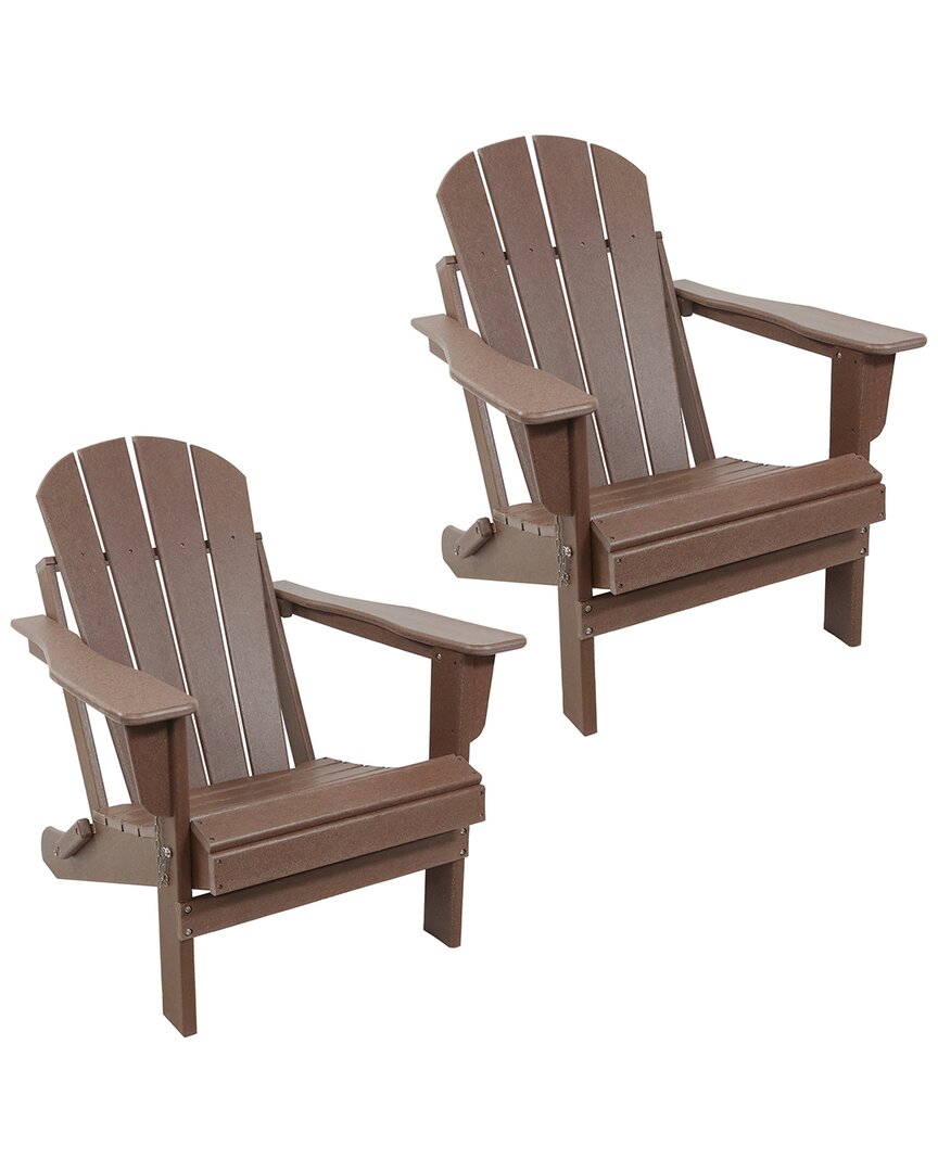 Sunnydaze Set Of 2 Foldable Adirondack Chairs In Brown