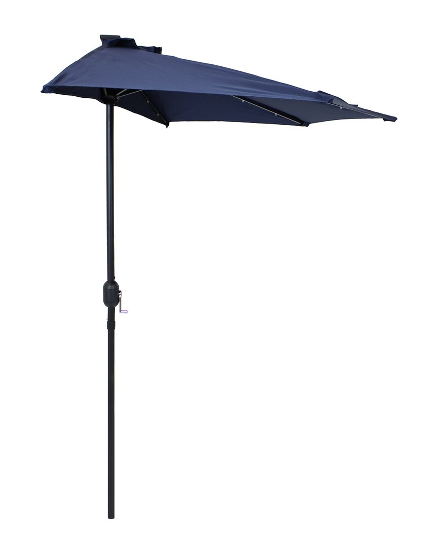 Sunnydaze Solar Wall Umbrella With Led Lights In Blue