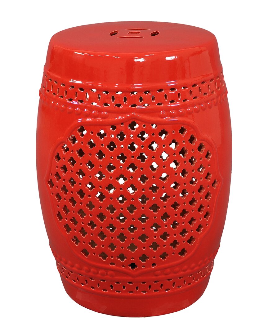 Sunnydaze Marrakesh Lattice Ceramic Garden Stool In Red
