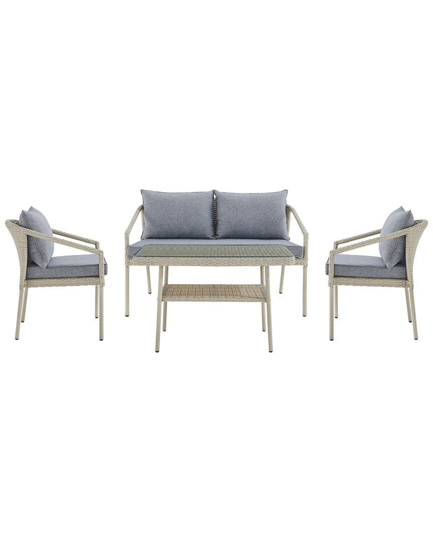 Alaterre Windham All-weather Wicker Outdoor Conversation Set With 26inh Cocktail Table
