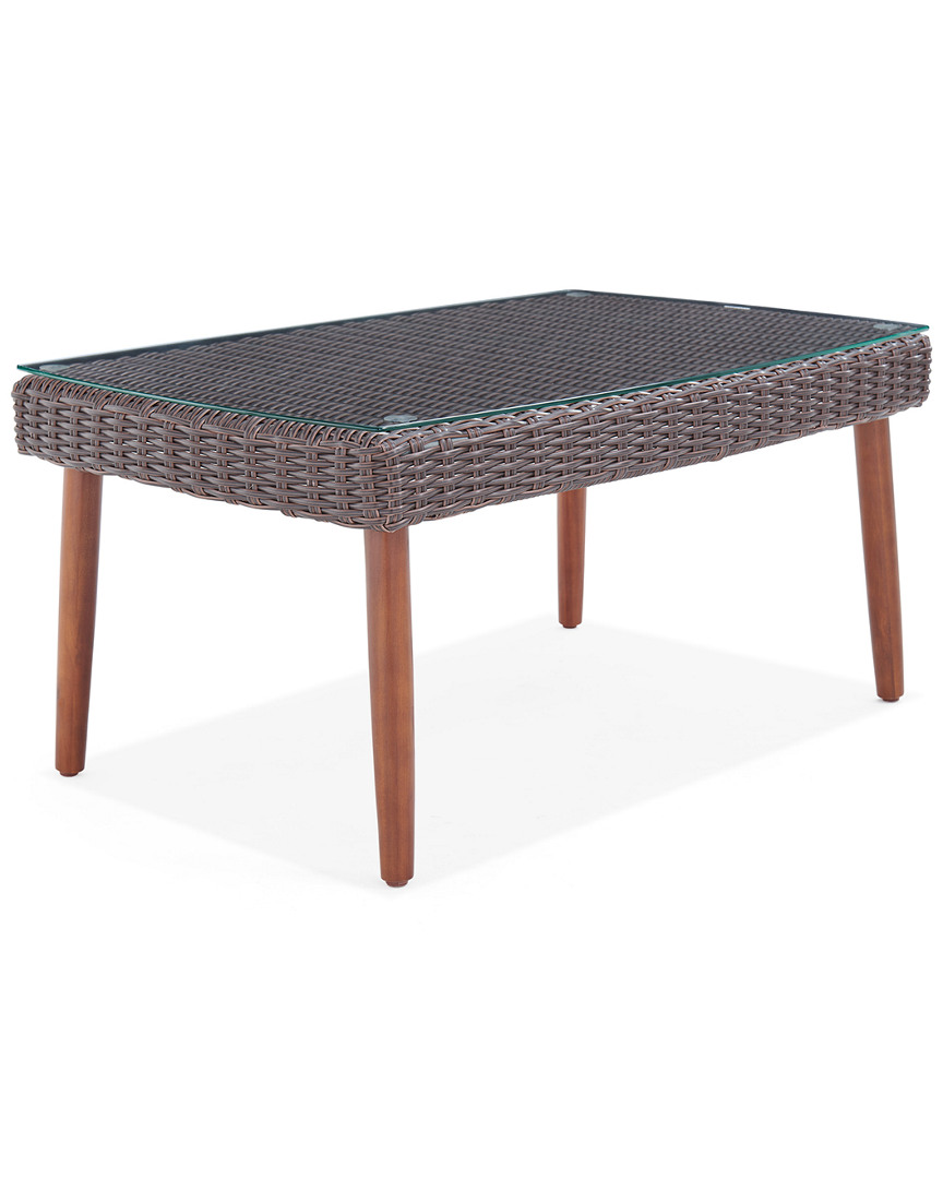Alaterre Athens All-weather Wicker Outdoor 35in Coffee Table With Glass Top
