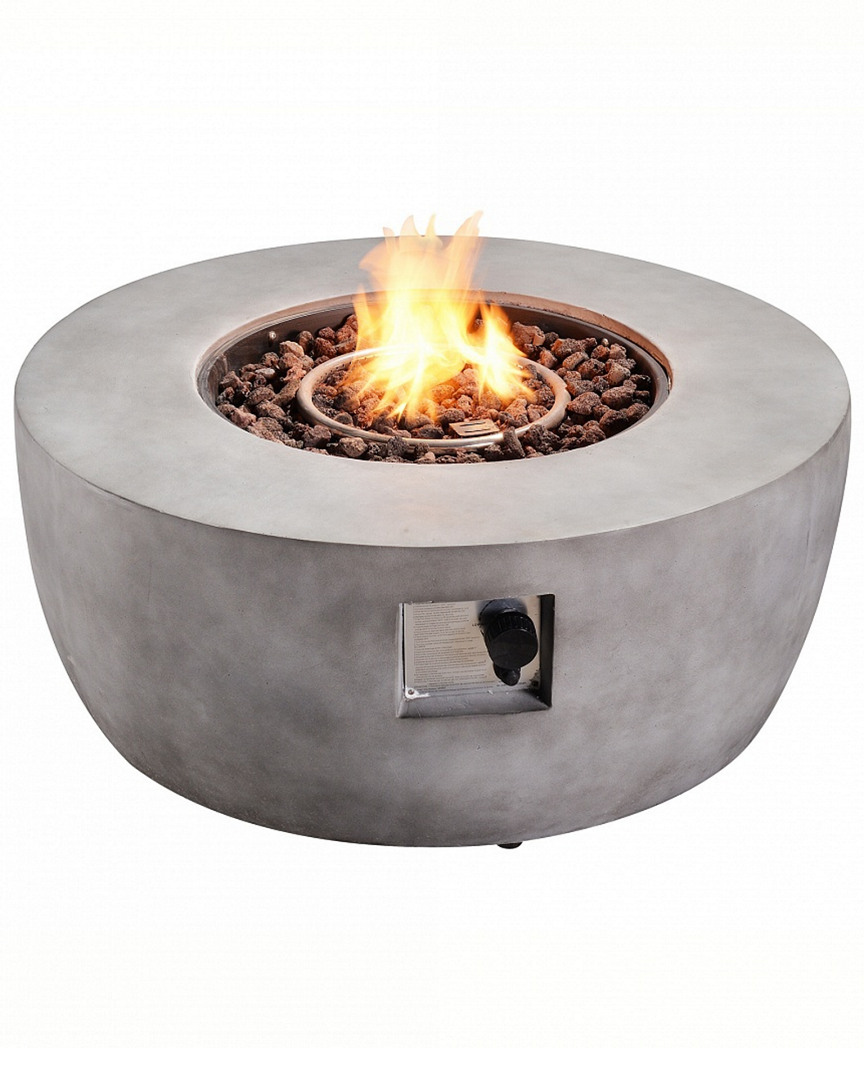 Peaktop Outdoor 36in Round Concrete Gas Fire Pit In Grey