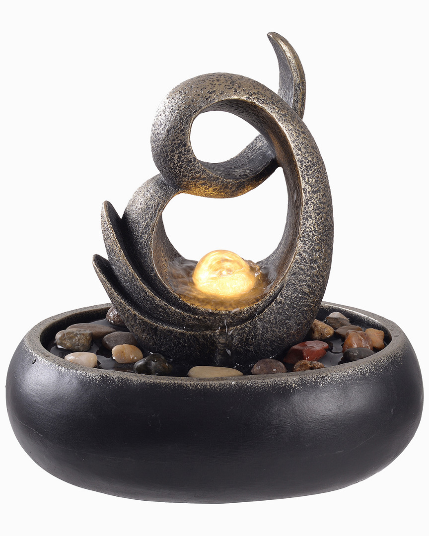 Peaktop Table Top Fountain With Led Light In Charcoal