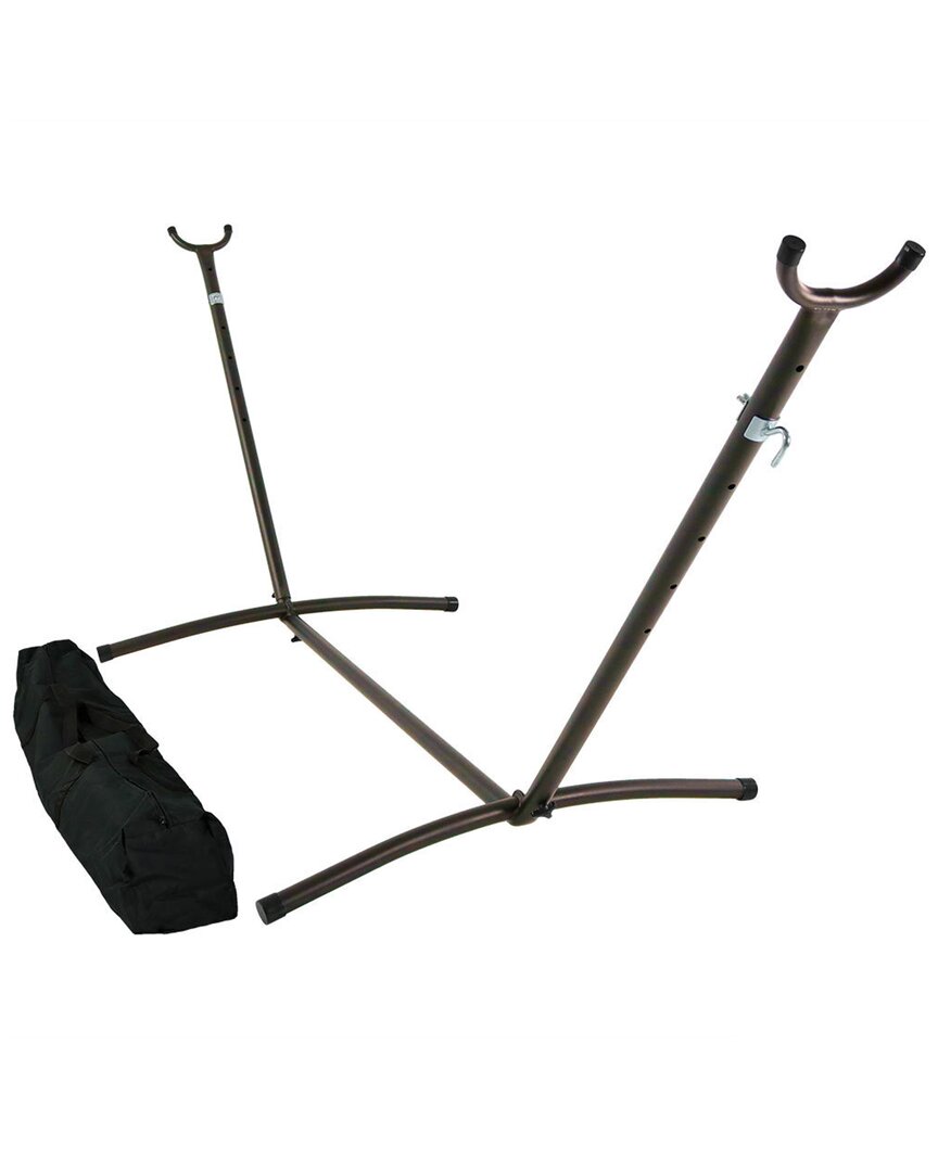 Sunnydaze Brazilian Portable Heavy-duty 2-person Space-saving Hammock Stand Only With Carrying Case - 400 Lb W In Bronze