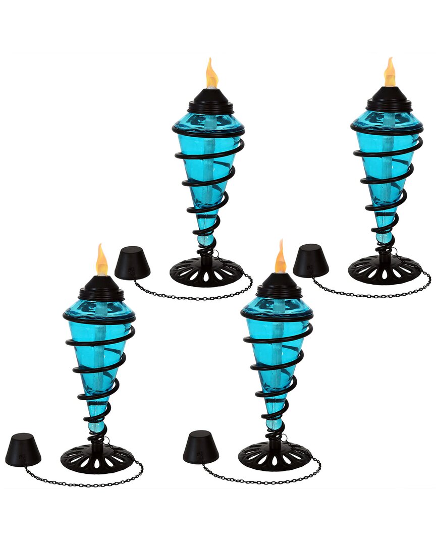Sunnydaze Set Of 4 Tabletop Torches In Blue