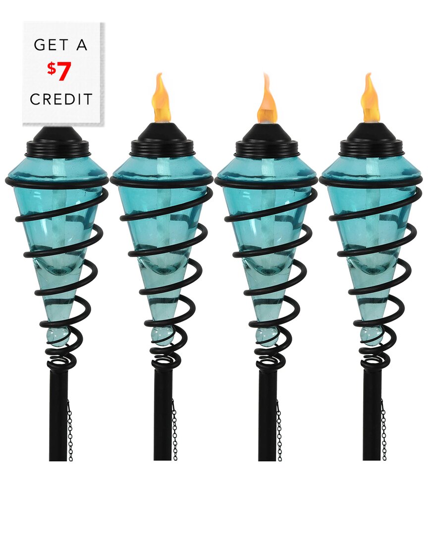 Shop Sunnydaze 2-in-1 Metal Swirl With Blue Glass Outdoor Lawn Torch With $7 Credit