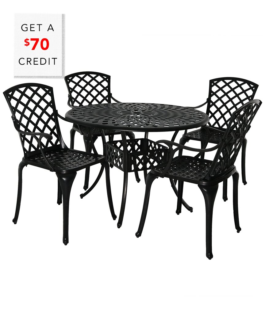 SUNNYDAZE SUNNYDAZE PATIO TABLE AND 4 CHAIRS SET WITH $70 CREDIT 