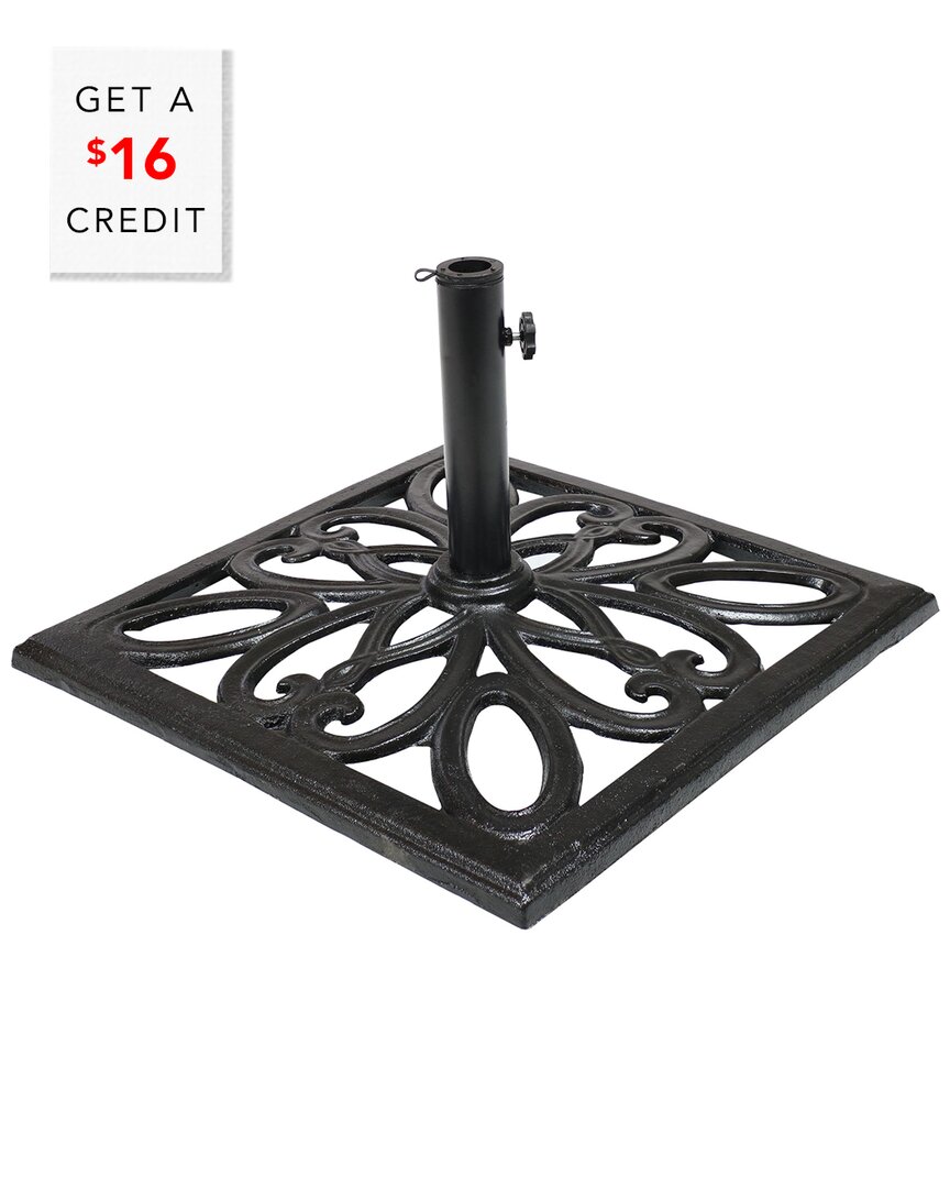 SUNNYDAZE SUNNYDAZE CAST IRON HEAVY DUTY IMPERIAL BLACK GEOMETRIC UMBRELLA BASE WITH $16 CREDIT 