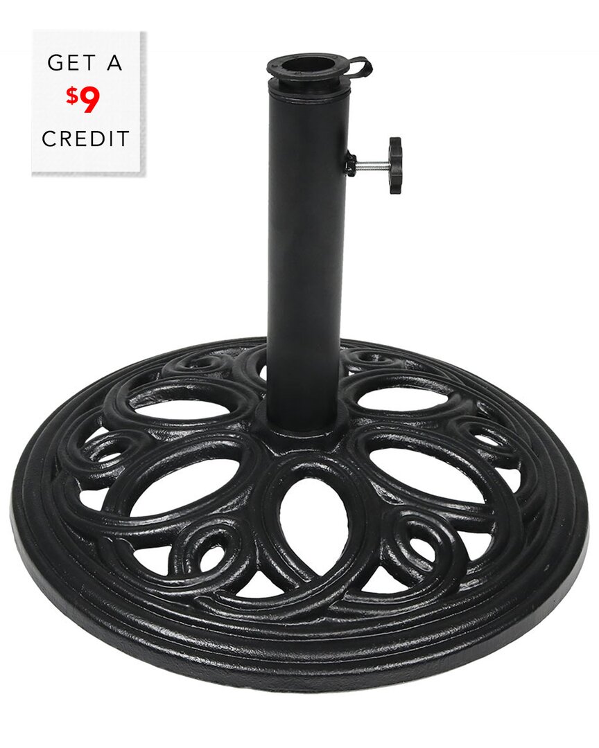 Sunnydaze Heavy-duty Cast Iron Outdoor Patio Umbrella Base Stand/holder With $9 Credit In Black