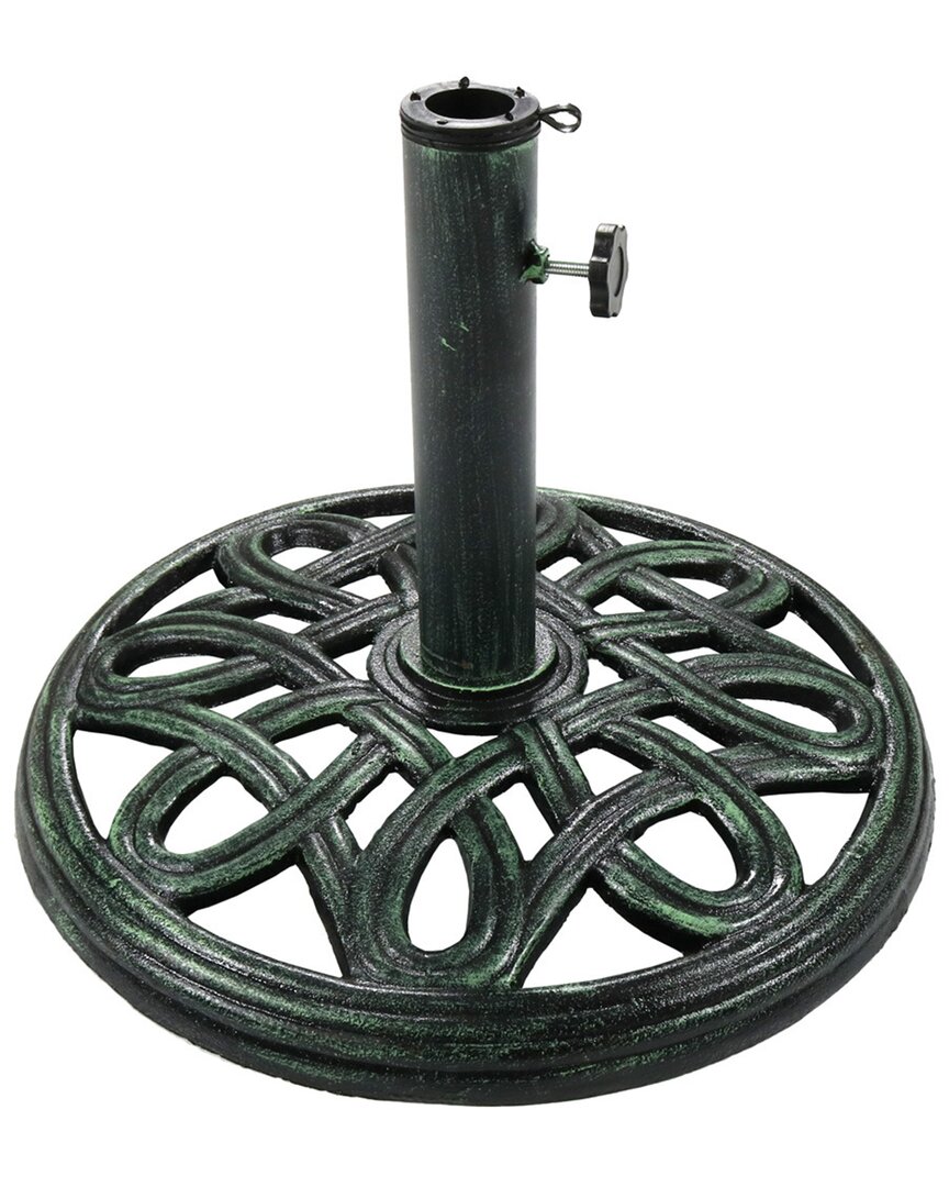 Sunnydaze Heavy-duty Round Cast Iron Outdoor Patio Umbrella Base Stand In Green