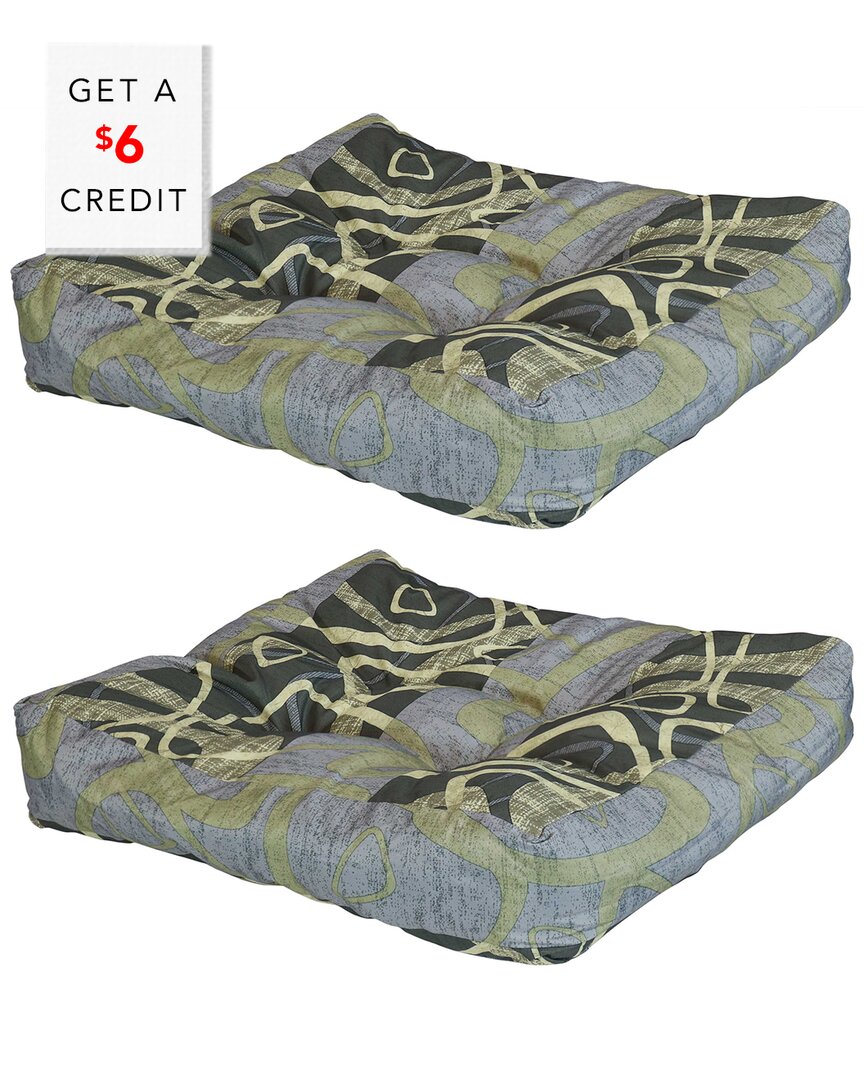 SUNNYDAZE SUNNYDAZE SET OF 2 TUFTED OUTDOOR SEAT CUSHIONS WITH $6 CREDIT 