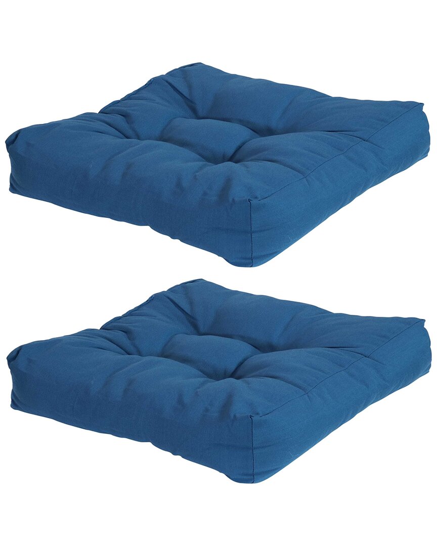 Sunnydaze Set Of 2 Tufted Outdoor Seat Cushions In Blue