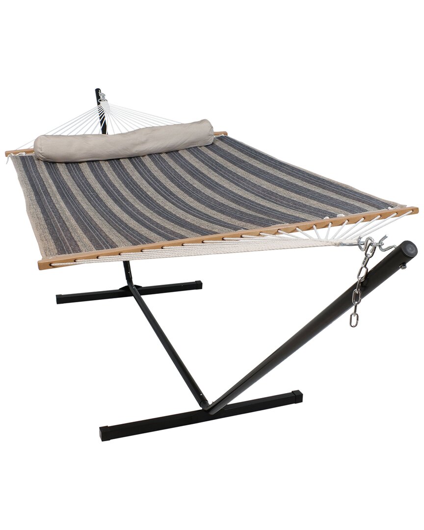 SUNNYDAZE SUNNYDAZE 2-PERSON QUILTED SPREADER BAR HAMMOCK BED W/ PILLOW 