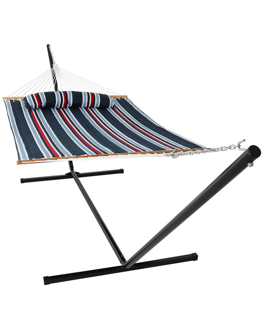 SUNNYDAZE SUNNYDAZE QUILTED SPREADER BAR HAMMOCK BED WITH 15' STAND 
